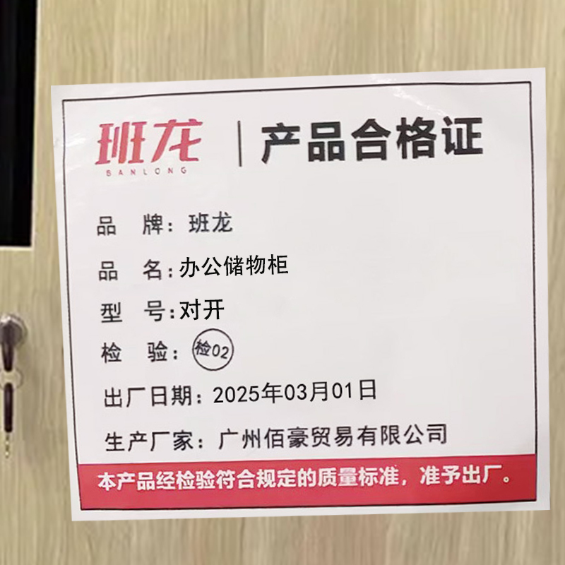 班龙办公储物柜对开台高清大图