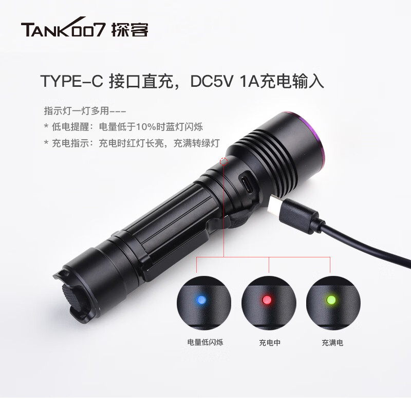 探客TANK007 UV122 双光源(照明+UV检测)工作手电筒高清大图