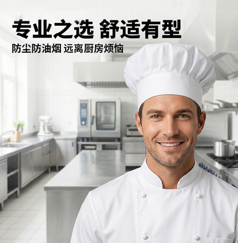 誉丰 厨师帽 YF-1019 顶高清大图