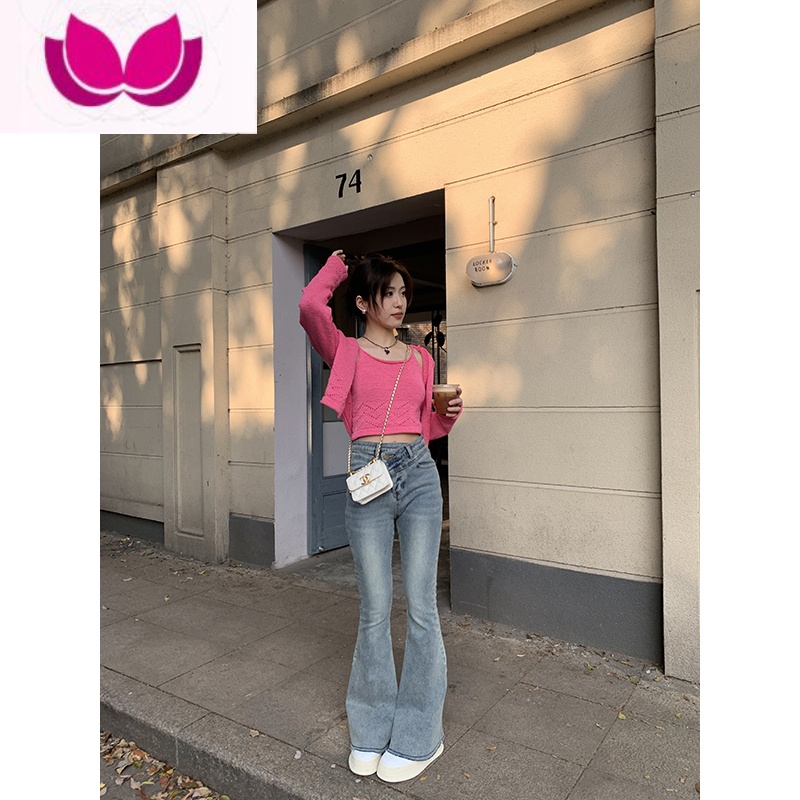 七斓洋气小衫漂亮套装女2023春季新款短款针织开衫吊带背心套高清大图