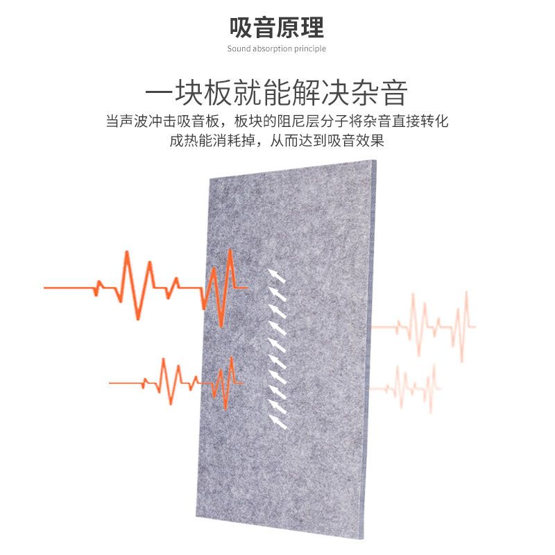 黑色 9毫米厚度30*30/张 聚酯纤维吸音板墙面隔音板ktv琴房影院录音棚幼儿园隔音材料墙体
