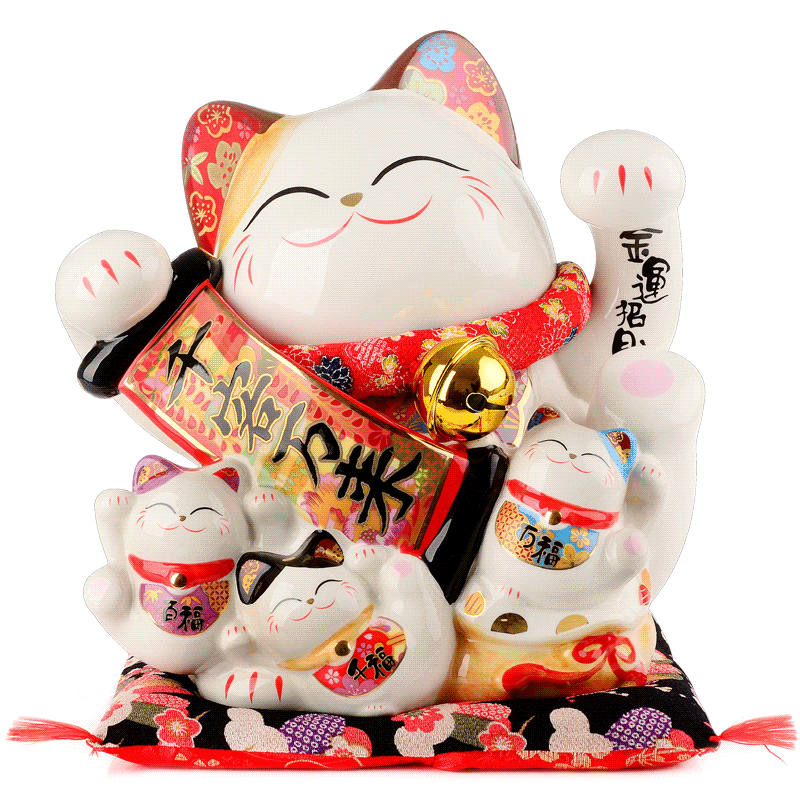 正品猫摆件储蓄罐店铺开业礼品家居客厅陶瓷创意大中 三维工匠 大号千客万来猫高清大图