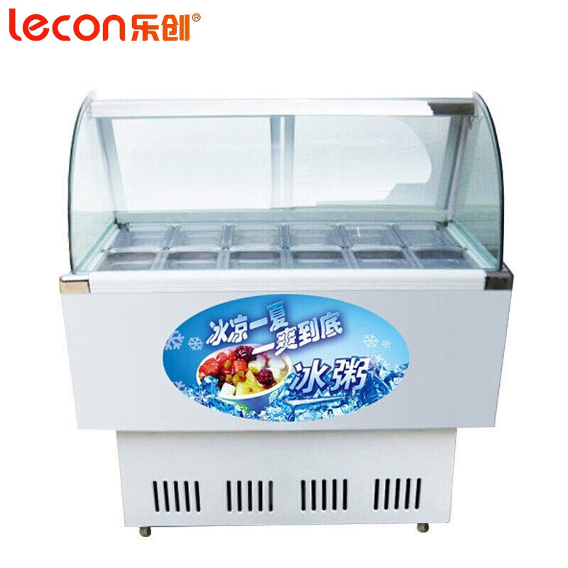 乐创(lecon) 冰粥柜 冰粥机 商用展示柜 冷藏保鲜展示柜 12盒