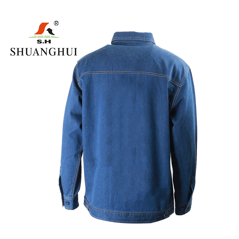 双惠男女款夏季标志工作服SHW-73,全棉牛仔,左胸魔术贴155-195(套)高清大图