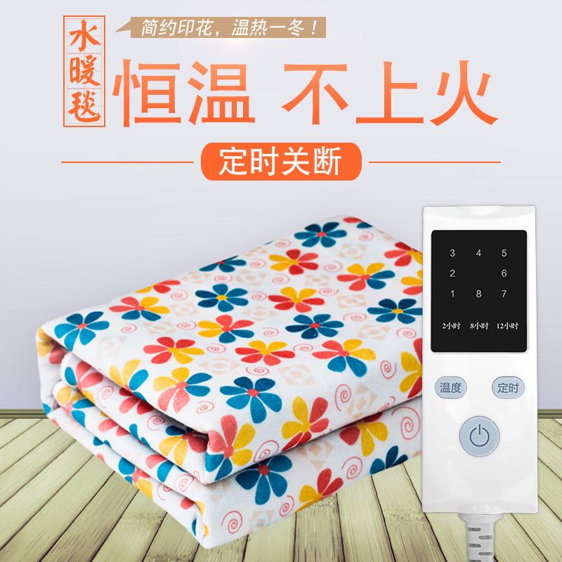 泉暖生印花水暖毯双人水循环加水电热毯床垫安全家用电褥子单控200*180
