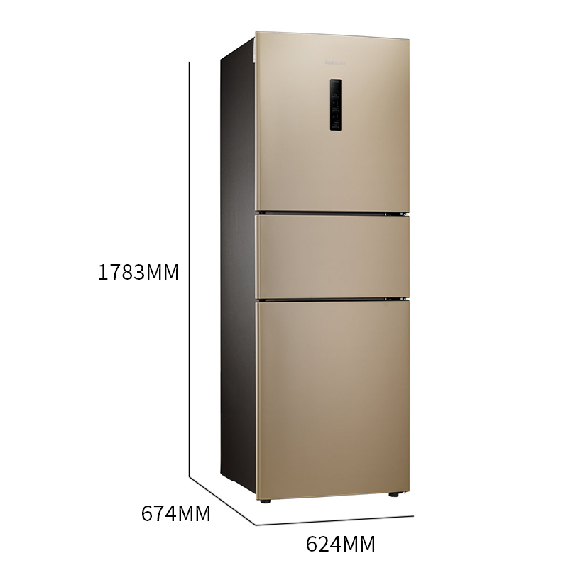 三星(SAMSUNG) BCD-265WMTISK1 家用280升风冷无霜智能变频三门电冰箱 全环绕气流 宽带变温 金色
