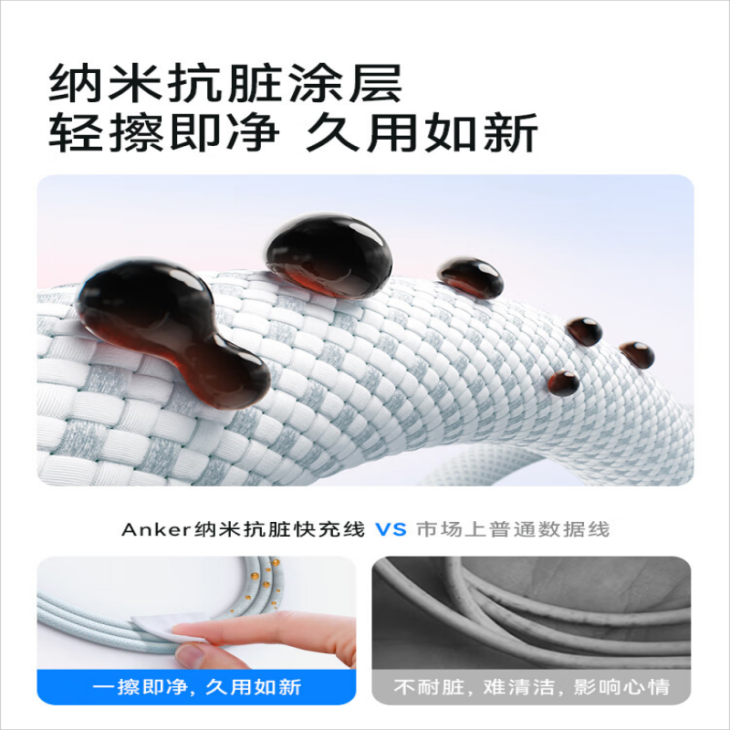 安克(anker) 抗脏编织线适用苹果16数据线 A8060高清大图