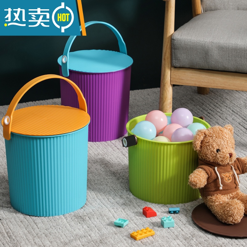 敬平家用水桶带盖加厚手提可坐塑料桶洗衣桶洗澡凳幼儿园收纳桶 小号加厚钓鱼桶-绿色高清大图