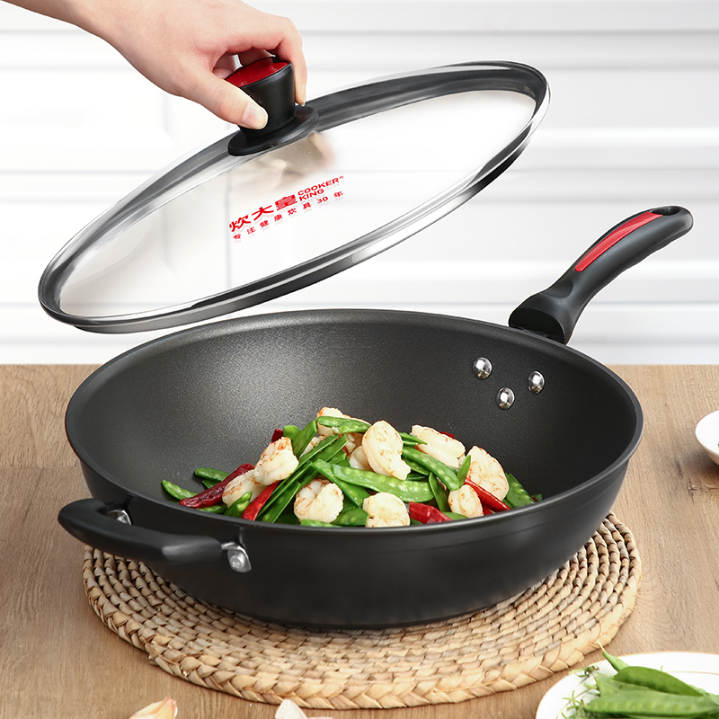 炊大皇炒锅36cm家用健康清新无油烟不粘锅厨房炒菜锅燃气灶电磁炉通用锅CKN4636BF高清大图