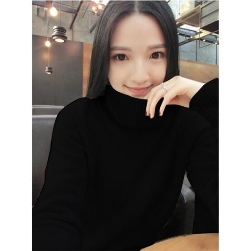 羊绒衫女短款毛衣女秋冬针织插肩袖打底衫宽松高领三紧款