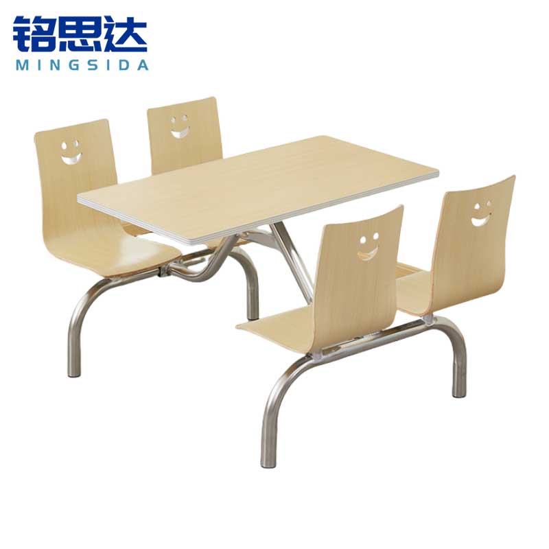 铭思达食堂连体餐桌四人位台高清大图
