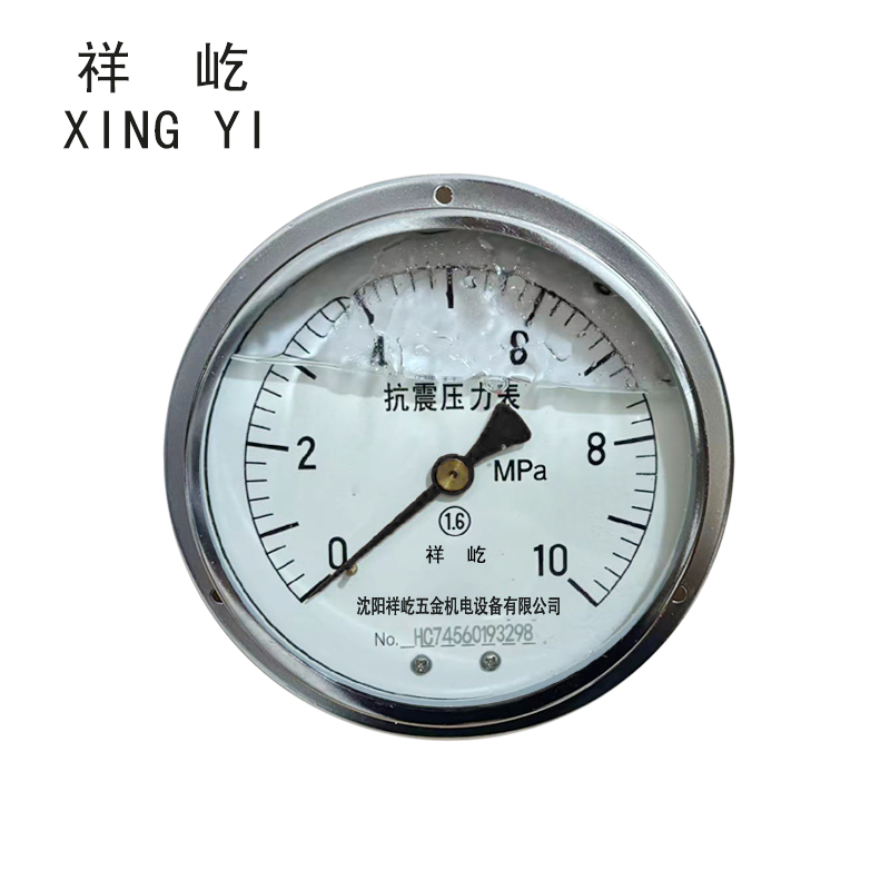 祥屹+耐震压力表轴向带边检测定制型+YTN100ZT+块 0-10Mpa