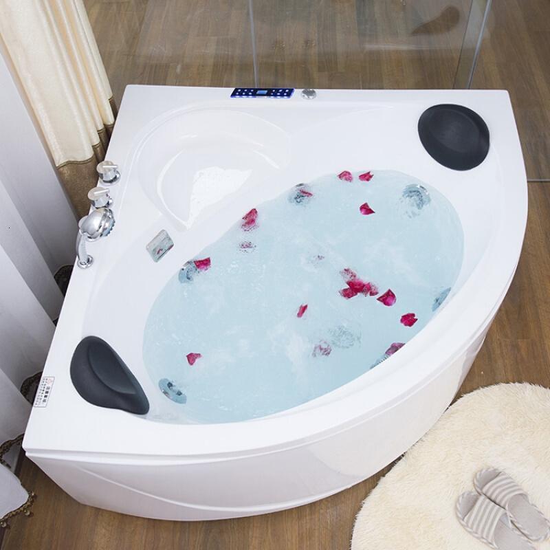 转角三角扇形双人情侣浴缸独立式恒温加热按摩浴缸亚克力浴盆波迷娜