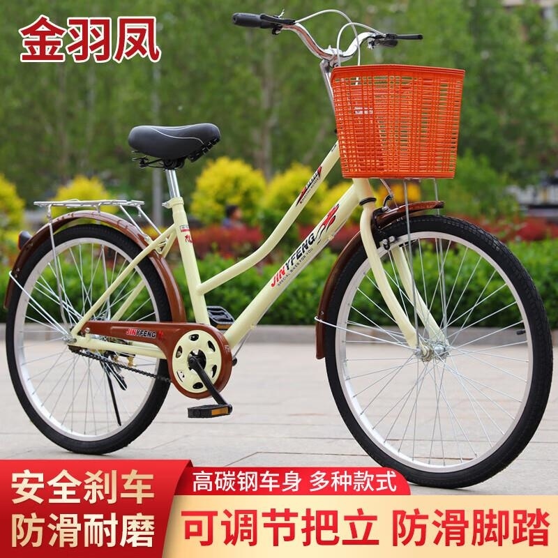 中小学生轻便实心胎网红复古单车24 26寸男女款高清大图