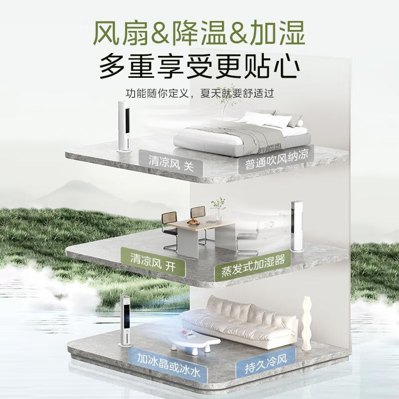 美的(Midea) 空调扇制冷风扇大风力冷风机制冷小空调水空调AAH10AE [冰感冷风 轻松降温]白色机械款高清大图
