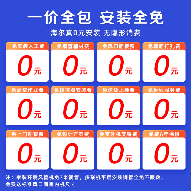 Haier海尔空调 家用中央空调1匹一拖一风管机 超薄内机 全直流变频 1级能效 智控KFRD-26NW61DAA21Z