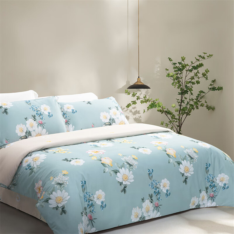 水星家纺床品四件套200*230cm春野花漫-S04抗菌系列抑菌防护高清大图