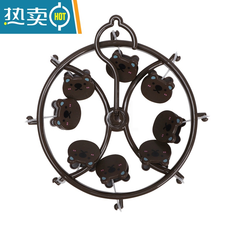 敬平馨帮帮杂货铺 多功能卡通学生宿舍多夹晾袜子晾内衣塑料圆形衣架 咖啡色 1个衣夹高清大图