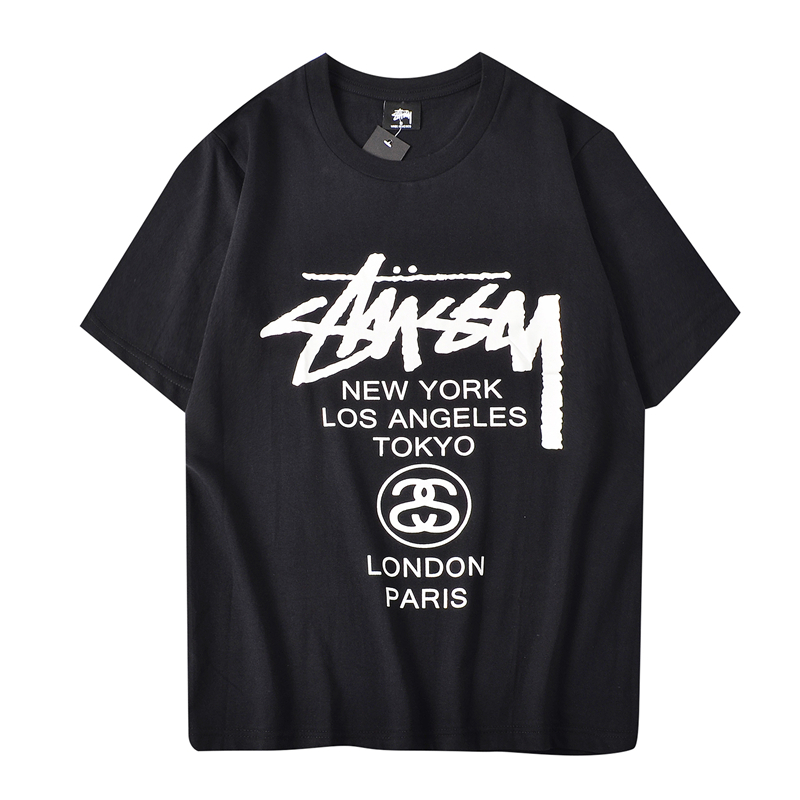 stussy短袖男新款纯棉斯图西世界巡游潮流短袖t恤男女款视频