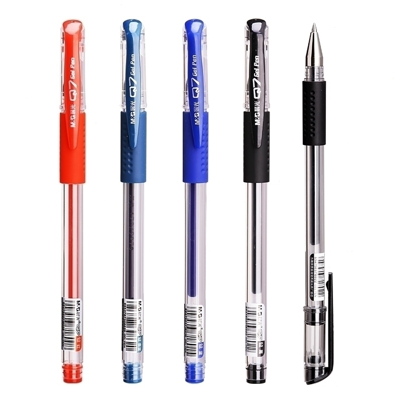 晨光mg碳素中性笔05mm笔芯红笔黑色蓝黑水笔q7学生用考试签字笔批发红