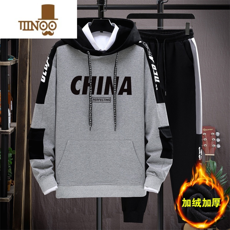 YANXU青少年运动卫衣套装12-15岁男孩潮流春装13初中学生14大童长袖tt高清大图