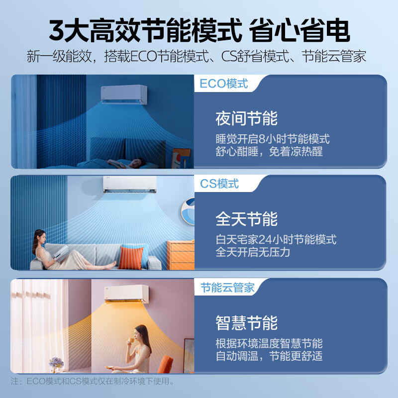 [政府补贴]美的空调新一级风尊大1匹p变频冷暖智能壁挂式客厅卧室大风口节能省电挂机KFR-26GW/N8MXC1科技版