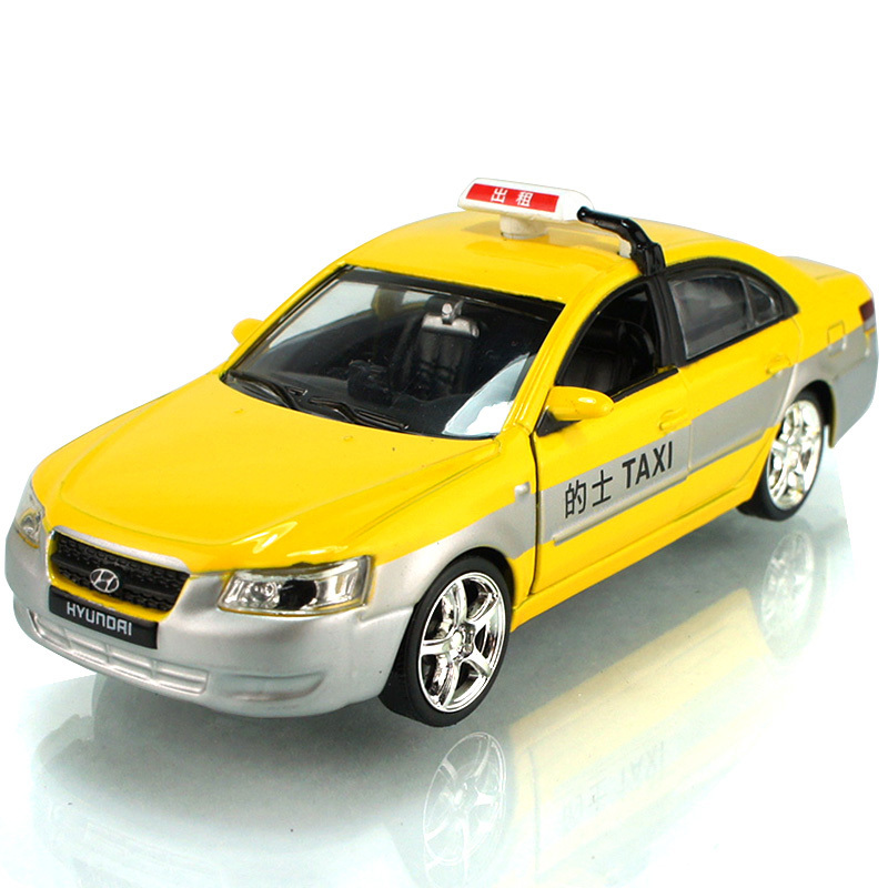 彩珀132北京现代出租车的士计程车回力合金模型盒装宝宝玩具红色盒装