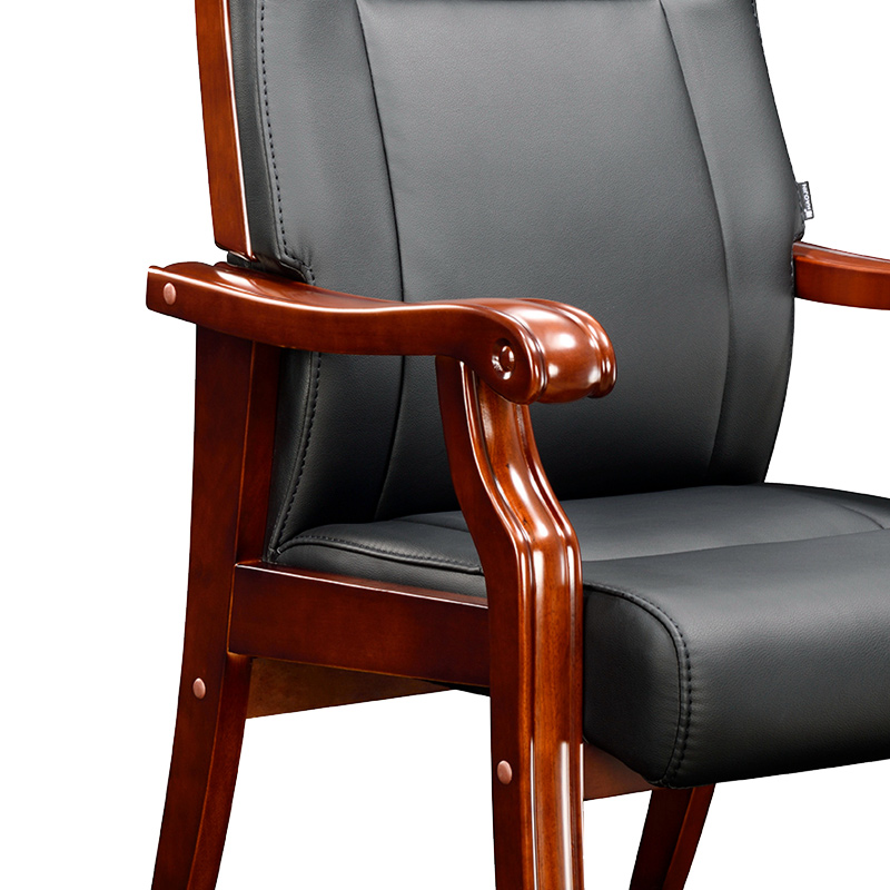 臻远ZY-7611办公会议椅办公皮椅电脑椅 黑西皮高清大图