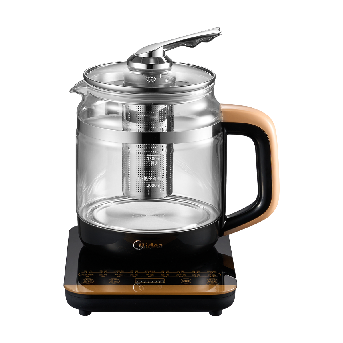 美的(Midea)养生壶1.5L高硼硅玻璃煮茶壶智能预约保温电热水壶烧水壶电水壶316L材质 MK-GE1703Pro
