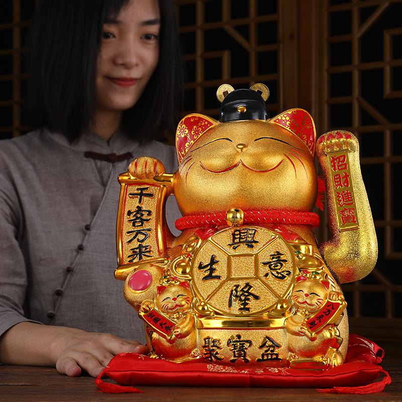 美帮汇金色猫摆件电自动招手摇手店铺开业礼品存钱罐小厅家居装饰品高清大图