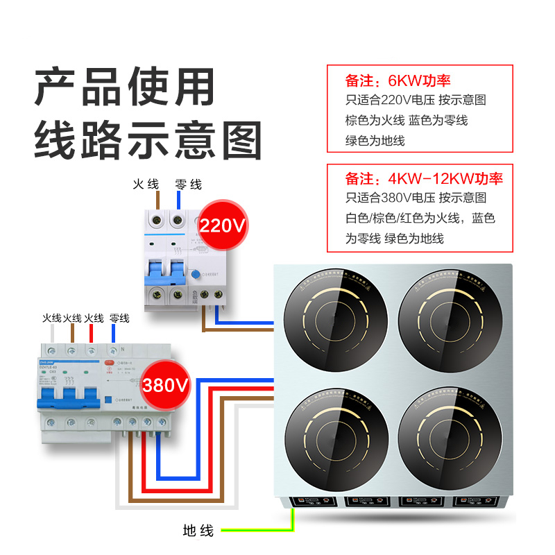 商用电磁炉古达多头电陶炉双灶大功率四六眼锡纸花甲煲仔饭机 双排六