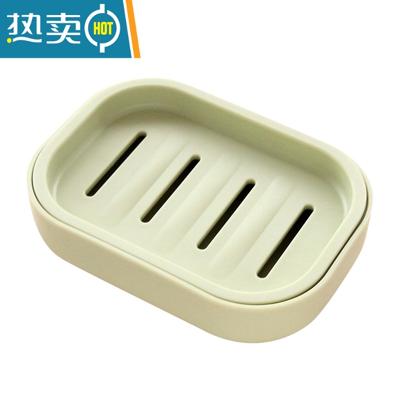 敬平沥水肥皂盒家用厕所北欧创意带盖大号皂架塑料简约欧式双层香皂盒 卡其色 [2个装]高清大图