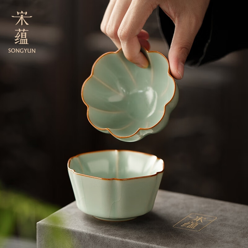 宋蕴 八瓣六方对杯礼盒装 SY022101高清大图