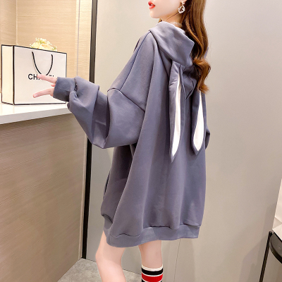 FISH BASKET2020年新款超大码胖mm中长款连帽卫衣女学生宽松加绒加厚外套卫衣女