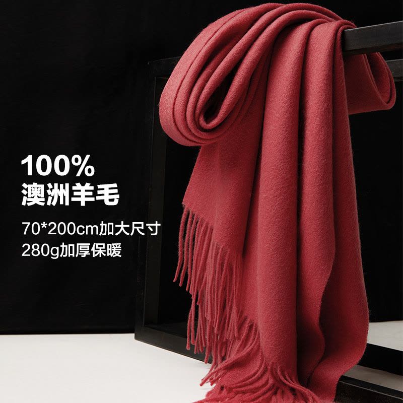恒源祥纯羊毛披肩女秋冬季加厚保暖围巾外搭斗篷办公室中国红披风图片
