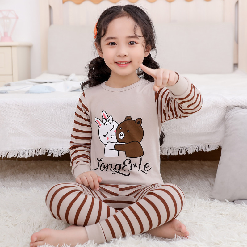 秋冬女童秋衣秋裤套装纯棉小女孩儿童保暖内衣中大童宝宝全棉睡衣浅