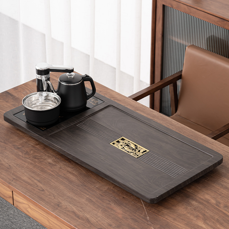 苏氏陶瓷(SUSHI CERAMICS)茶具套装自动烧水壶年年有余茶盘配整套国潮风釉画彩千里江山茶杯