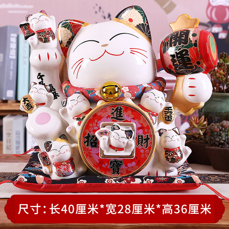 特大号大嘴巴猫摆件店铺开业礼品家居饰品陶瓷储蓄罐 三维工匠 16寸进宝猫高清大图