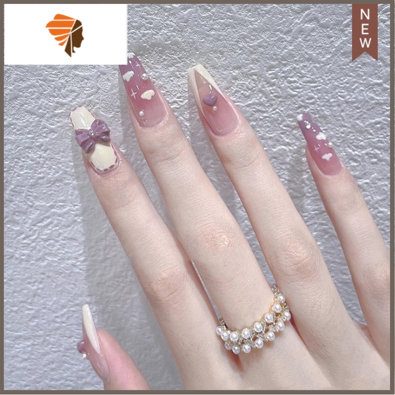 黑色假指甲贴片美甲片抖音款穿戴甲片女甲片成品反复拆卸指甲贴24