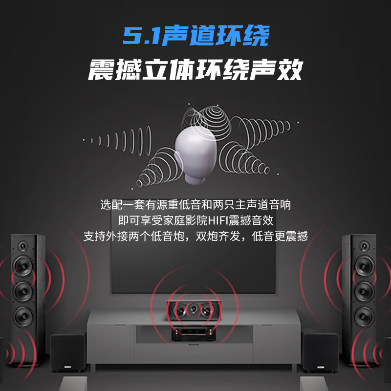先科(SAST)5.1声道家庭影院功放机支持蓝牙HDMI接口4k高清家用音响电视音响放大器AV功放SU-110