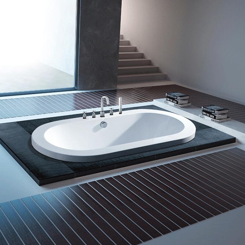 嵌入式圆形浴缸椭圆形恒温冲浪按摩浴盆嵌入式浴池酒店美容院波迷娜BOMINA