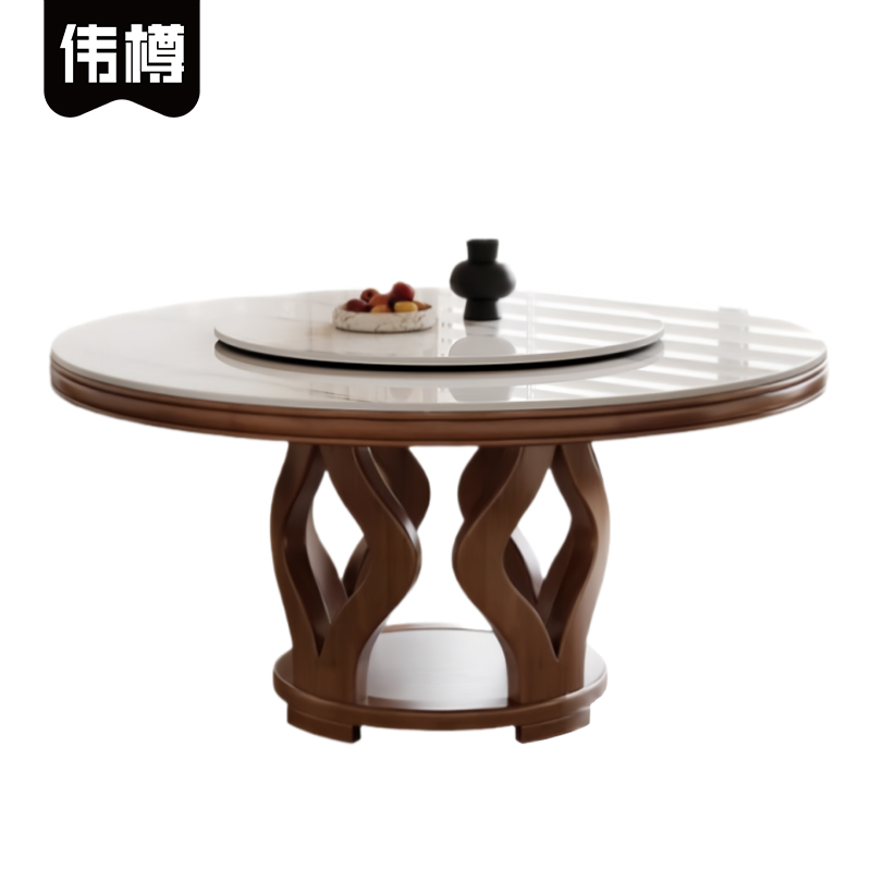 伟樽岩板餐桌120*120*75cm张高清大图