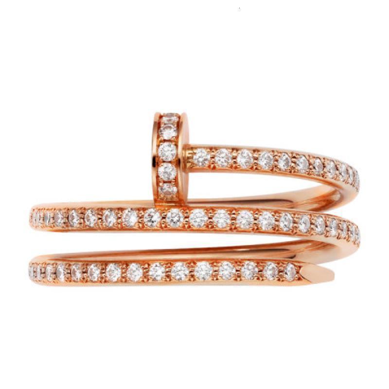 cartier卡地亚经典justeunclou系列18k金玫瑰金镶钻多圈钉子戒指b42