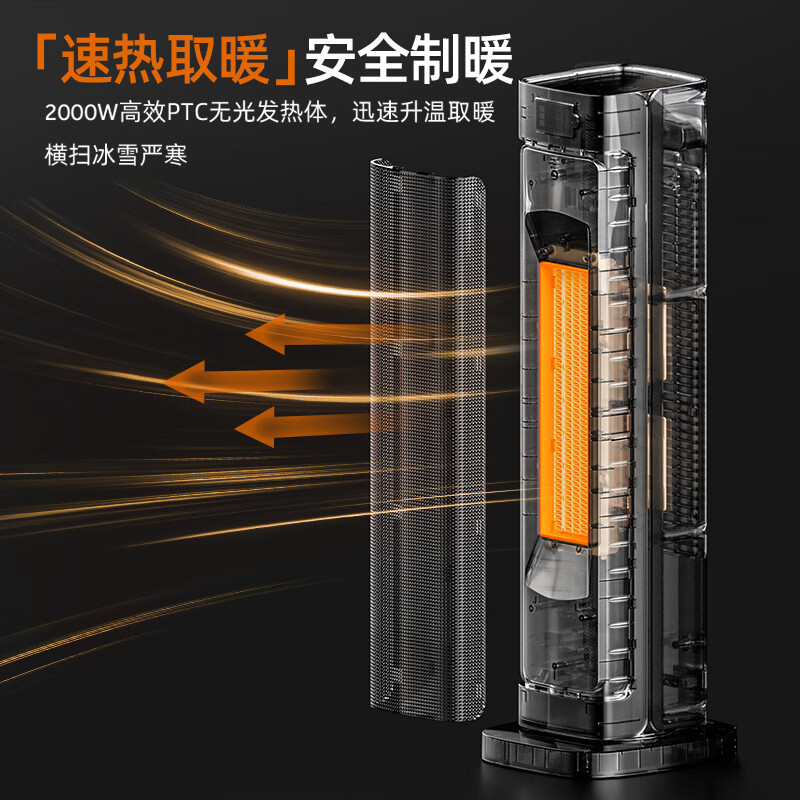 海尔(Haier)暖风机家用电热取暖器2000W功率 智能语音声控大面积电暖器电暖气立式轻音节能 HNF-S2048AP高清大图
