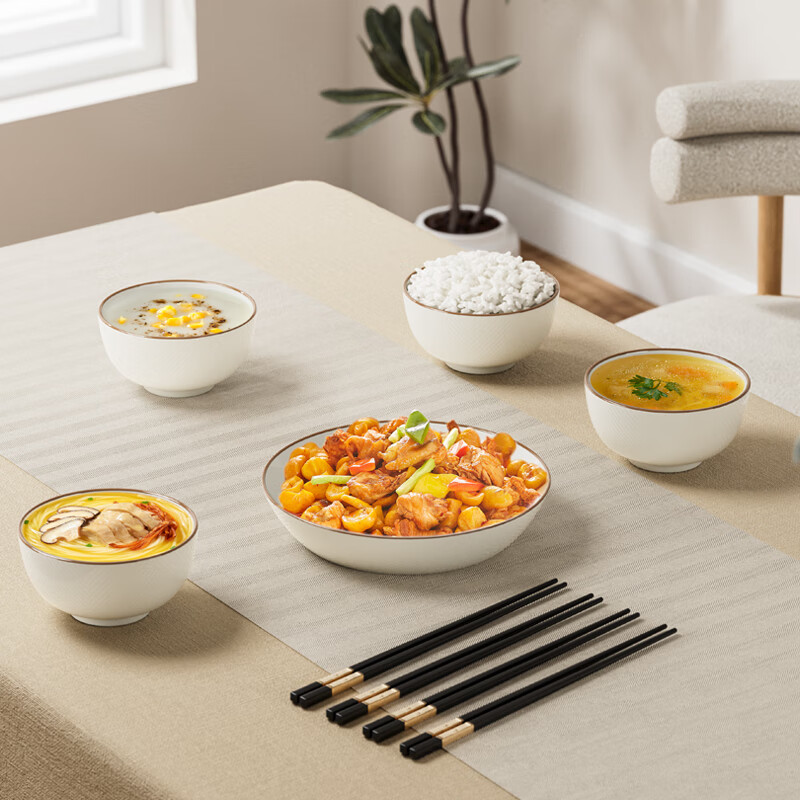 皖亭 WT-ZC-019 招财进宝餐具九件套 碗4.5寸*4+盘子7.2寸*1+筷子*4双 (单位: 套)高清大图