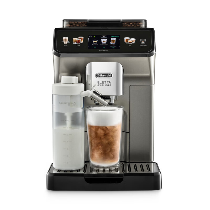 德龙(Delonghi)咖啡机 冷萃版探索者 家用全自动咖啡机原装进口 51款全彩触屏智能互联ECAM450.86.T