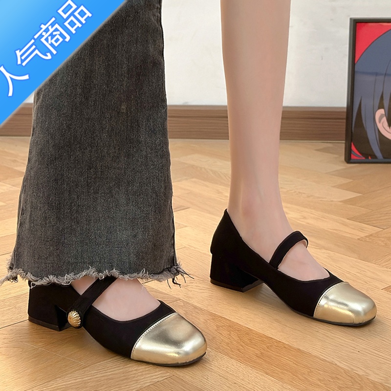 SUNTEK法式晚风配裙子粗跟玛丽珍单鞋2023年春季新款韩版复古乐复季新跟高清大图