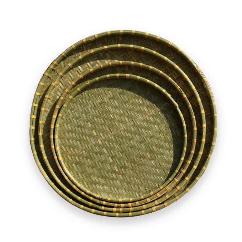 竹筛子圆簸箕竹编阿斯卡利ascari农家用手工编织米筛子装饰晾晒用具