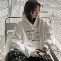 唐狮连帽卫衣女春秋新款史努比前胸图案宽松韩版休闲百搭上衣