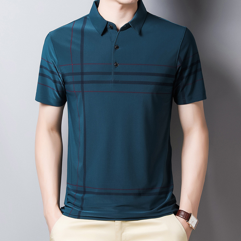 翻领冰丝polo衫男士短袖t恤男装夏季速干工作服体恤男马球衫高清大图